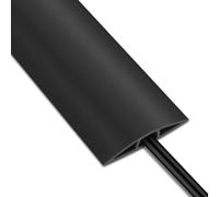Floor Cable Protector, 2M Black Wire Covers for Cables, Flexible PVC Cable Floor Cover with Pre-Cut Cord Channel for Indoor Home Office Gym Carpet Tidy Mat