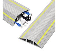 Floor Cable Protector, 3M Floor Cable Cover 3 Cord Channels, Heavy Duty Rubber Cable Protector, Cable Floor Cover Wire Covers, Protect Cables & Prevent a Trip Hazards (Gray)