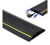 Floor Cable Protector, 5M Floor Cable Cover 3 Cord Channels, Heavy Duty Rubber Cable Protector, Cable Floor Cover Wire Covers, Protect Cables & Prevent a Trip Hazards (black)