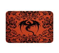 Floor Carpet Damask Dragon Boho Black Orange Gothic Animal Duty Dirt Barrier Mat Washable Bath Mat For Bedroom Indoor Front Door 40X60Cm