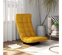 Floor Chair Rotating Mustard Yellow Fabric Padded with Adjustable Backrest 5-Way Foldable Ergonomic for Meditation Yoga Reading Gaming Living Room Adults