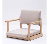Floor Chair with Armrest and Backrest, Solid Wood Legless Comfortable Cushion, Japanese-Style Low Seat for Bay Window, Office, Home