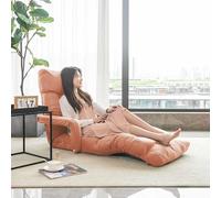 Floor Chair with Back Support, Adjustable 5 Angles for 4 Parts, with Armrest, Lazy Chair Padded Gaming Recliner for Reading Living Room Bedroom Indoor