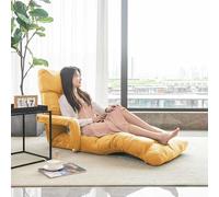 Floor Chair with Back Support, Adjustable 5 Angles for 4 Parts, with Armrest, Lazy Chair Padded Gaming Recliner for Reading Living Room Bedroom Indoor