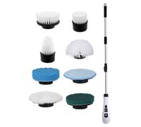 Floor Cleaning Brush - 9-in-1 Long Handle Tile Scrubber, Non-slip Extendable Bathroom Scraper, Multi-Function Grout Cleaner | Home Kitchen Outdoor Garage Wall Bath Floor Cleaning Tools