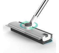 Floor Cleaning Brush with Adjustable Long Handle, 3 in 1 Heavy Duty and Stiff 90° Floor Cleaning Brush with Cleaning Broom, for Bathroom, Garage, Kitchen, Tile, Deck and Patio (White)