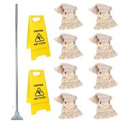 Floor Cleaning Mopping Kit Mop Holders With Extra Mops and Safety Signs For Household & Commercial Use