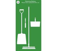Floor Cleaning Station Shadow Board (Green- with products)