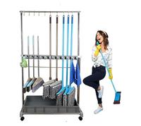 Floor Cleaning Tool Cart Broom & Mop Holder Home Cleaning Space-Saving Utility Cart Storage Rack for Efficient Housekeeping