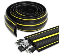 Floor Cord Cover, 2m Floor Cable Cover Protector, Rubber Wire Covers for Cables, 3 Cord Channels Cable Protector Outdoor Indoor Floor Cable Tidy Management for Home, Offices, Retail, Gyms & Garages