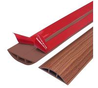 Floor Cord Cover Channel, Floor Cable Cover Protector, 1m Wire Cover Self Adhesive, Flexible Cords Hider On Floor Wall, Protect Cables & Prevent Trip Hazards (Walnut, 1M)