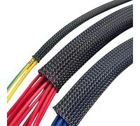 Floor Cord Cover Hider Cable Protector,PET Black Sleeve 6/8/10/16/20/30mm Insulated Braided Sleeving Data Line Protection Wire Flame-Retardant Nylon Tube(Black 50 mm,5 Meters)