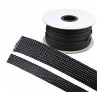 Floor Cord Cover Hider Cable Protector,PET Black Sleeve Length1/3/5/50/100M Insulated Braided Sleeving Data Line Protection Wire Flame-Retardant Nylon Tube(Black 50 M,40 mm)