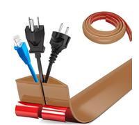 Floor Cord Covers Channel, Floor Cable Cover Protector, 5cm x 1m Heavy Duty Wire Cover, Protect Cables and Prevent Trip Hazards, Suitable for All Power Cords, Home, Warehouse, School(Light Brown)