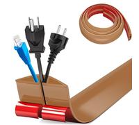Floor Cord Covers Channel, Floor Cable Cover Protector, 5cm x 2m Heavy Duty Wire Cover, Protect Cables and Prevent Trip Hazards, Suitable for All Power Cords, Home, Warehouse, School(Light Brown)