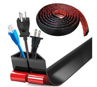 Floor Cord Covers Channel, Floor Cable Cover Protector, 5cm x3.0m Heavy Duty Wire Cover, Protect Cables and Prevent Trip Hazards, Suitable for All Power Cords,Home,Warehouse,School (Black-Trapezoidal)