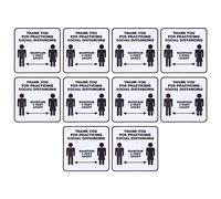 Floor Distancing Sticker Set, 2 - Pack 7.1x7.1in PVC Warning Decals - Self - Adhesive, Waterproof, Bright for Social Distancing in Malls & Public Areas