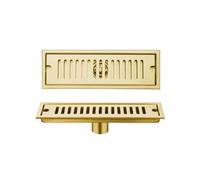 Floor Drain 20-60cm Side Outlet Shower Drain Stainless Steel Bathroom Floor Drainage Linear Waste for Kitchen Extended Strip(30cm Golden)