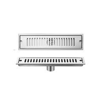 Floor Drain 20-60cm Side Outlet Shower Drain Stainless Steel Bathroom Floor Drainage Linear Waste for Kitchen Extended Strip(40cm Silvery)