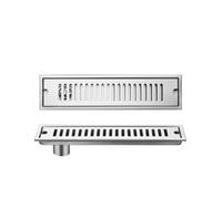 Floor Drain 20-60cm Side Outlet Shower Drain Stainless Steel Bathroom Floor Drainage Linear Waste for Kitchen Extended Strip(40cm Silvery A)