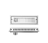 Floor Drain 20-60cm Side Outlet Shower Drain Stainless Steel Bathroom Floor Drainage Linear Waste for Kitchen Extended Strip(30cm Silvery A)
