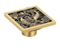 Floor Drain Antique Euro Square Floor Drains Deodorant Drain Strainer Cover Brass Shower Hardware Bathroom Accessories(Type E)