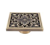 Floor Drain Brass Square Bathroom Shower Sewer Filter Strainer Ancient Style Odorless Retro Solid Brass Electroplated Appearance Layer Wide Application Easy Drainage