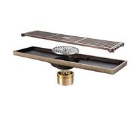 Floor Drain drain covers,Floor Drain Filter, Bronze Floor Drain Rectangle Brass Shower Floor Drain with Removable Cover Bathroom Shower Waste Drain, 11.8" x 3.2"