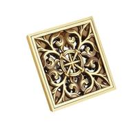 Floor Drain Drains 10 Cm Square Antique Brass Shower Drain Hair Strainer Art Carved Bathroom Accessories Waste Grate Floor Cover(Antique-01)