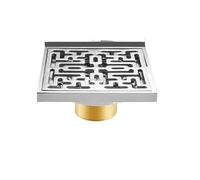 Floor Drain Floor Drains 10cm Chrome Square Shower Drain Brass Trap Waste Grate With Hair Strainer Bathroom Accessories(T-Type)