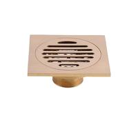Floor Drain Floor Drains Brushed Gold Brass 10×10 CM Bathroom Hardware Square Shower Drain Trap Waste Grate With Hair Strainer(D)
