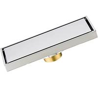 floor drain, Linear Shower Drain with Hair Strainer, Brass Invisible Rectangle Floor with Removable Cover, Drainer and Basement(Chrome,30x8cm(11.8x3.1Inch))