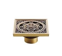 Floor Drain Shower Drains 10 * 10cm Square Bath Strainer Hair Antique Brass Fish Carved Bathroom Floor Drain(Brass 10X10 E)