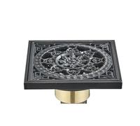 Floor Drain Shower Drains 10 * 10cm Square Bath Strainer Hair Antique Brass Fish Carved Bathroom Floor Drain(Black 10X10 E)