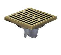 Floor Drain,Shower Floor Drain 4.7 Inch Square Shower Floor Drain Removable Cover, Brass Bathroom Drainer with Hair Strainer for Kitchen Washroom Garage Basement(Bronze)