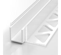 Floor Embedded F-shaped Glass Channel for 3/8 in Thick Panel, Openwork Design Partitions Retaining Slot, Cuttable Heavy Duty Fixed Railing(White,L2.3m/7.5ft)