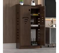Floor Freestanding Cabinets nizer Home Media Storage Cabinet WiFi Router Storage Cabinet Double-Deck Shelf For Home And Office(BrownB50 * 80 * 25cm/19 * 31 * 9in)