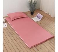 Floor Futon Mattress Cover with Zipper - Solid Color Full Coverage Mattress Protector Washable Dustproof Detachable Zippered Futon Cover for Japanese Tatami Floor Mattress (Dark Pink,90x200cm)