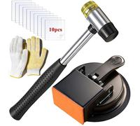 Floor Gap Fixer Tool, 2026 Laminate Floor Gap Repair Tool, Plank Grabber Floor Fix Pro, Suction Tool Includes 10 Sticky Pads for Floor Gaps, Flooring, Wood, Laminate Floors (Black + Hammer)