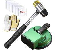 Floor Gap Fixer Tool, 2026 Laminate Floor Gap Repair Tool, Plank Grabber Floor Fix Pro, Suction Tool Includes 10 Sticky Pads for Floor Gaps, Flooring, Wood, Laminate Floors (Green + Hammer)