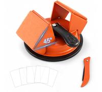 Floor Gap Fixer Tool Heavy Duty 45°Striking Surface Floor Gap Repair Tool Made of Iron & Enhanced Suction Cup with Slot Cutter and 5pcs Sticky Pads for Fixer Laminate/Vinyl Flooring Tools (Orange)