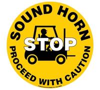 Floor Graphic markers , Floor Stickers, Floor Adhesive Sign, Warning Stickers, Safety Sign - 430mm dia. - Stop - Sound Horn