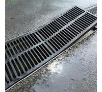 Floor Ground Grate Channel Trench Drain Drainage System, Plastic Black Rain Gutter Drainage Grid for Concrete