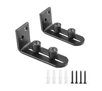 Floor Guide Adjustable,2Packs Sliding Barn Door Floor Guide, Roller Bottom Lay-Flat,Wall-Mounted,Black