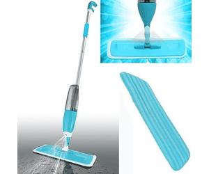Floor handheld Spray Mop Water Spraying Cleaner Flat Mop with Reusable Microfiber Pad Multi Mops with Refillable Bottle for Marble, Hardwood, Tile, Laminate, Ceramic Floors (Blue)