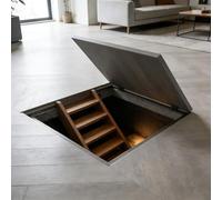 Floor Hidden Hatch Interior Crawl Space - Large Suction Cups Opening, Customizable Tiled Basement Entry Door with Hydraulic Support Rod & Fittings, Flush Mount(LXW 36X25IN/910X640mm)