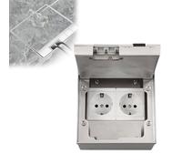 Floor Installation Socket Box, 16 A AC250 V 4000 W Stainless Steel Floor Socket Set, Waterproof Floor Socket, Retractable Built-in Socket with 2 EU Standards, Electric Floor Box for Kitchen, Living