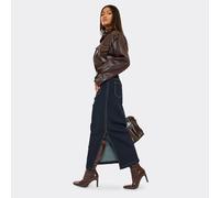 Floor-It Pointed Toe Knee High Heeled Boot In Brown Faux Leather, Women's Size UK 7