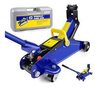 Floor Jack Car Jack Hydraulic Car Lift Jack Stands 2 Ton Low Profile Floor Jack Trolley 4400lbs Capacity Lift Range 5.3" to 12.6" with Swivel Casters and Carry Case