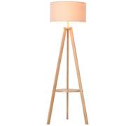 HOMCOM Bedside Light Free Standing Floor Lamp Tripod Holder Storage Shelf in Natural HOMCOM Natural